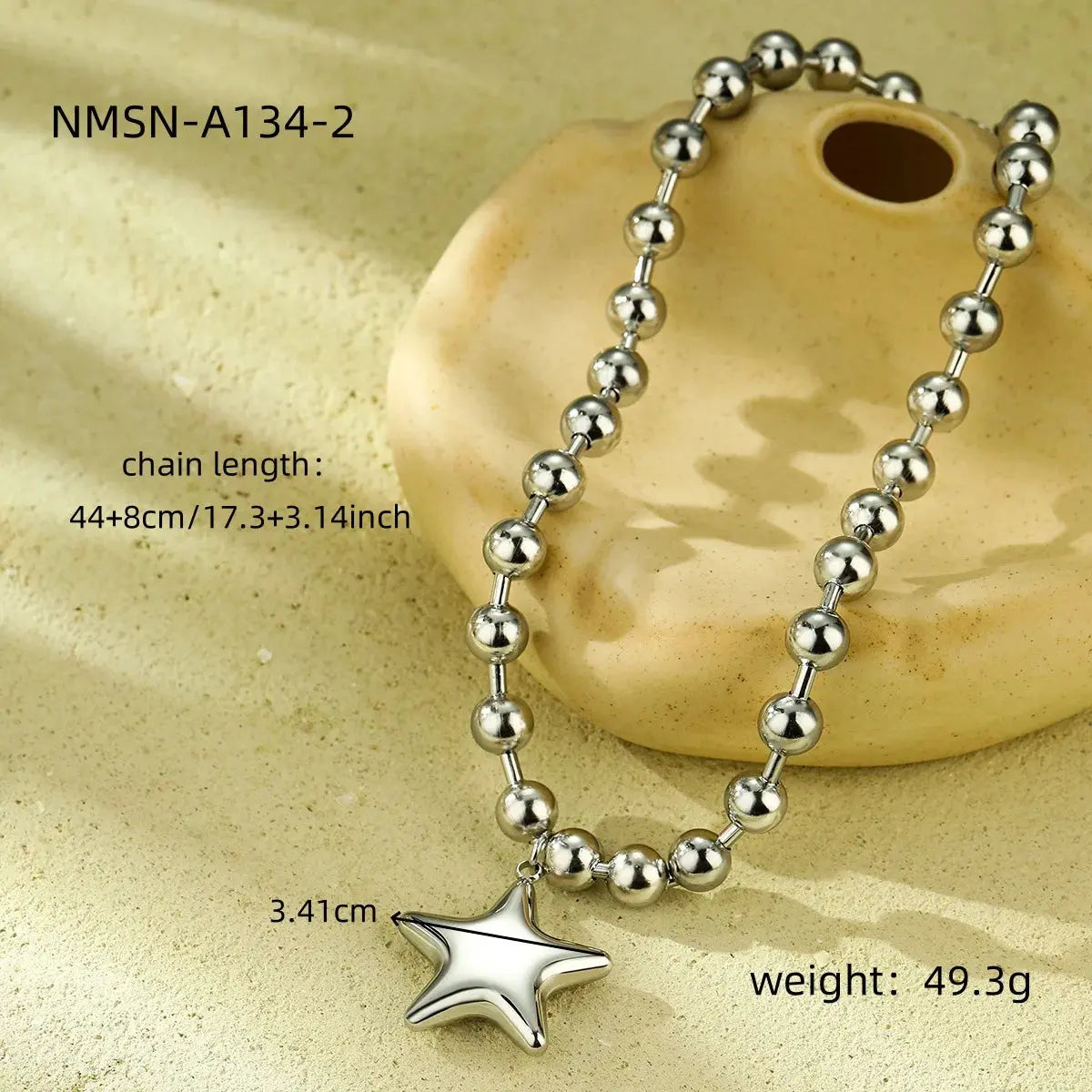 Exaggerated Atmosphere, Personality, Fashion, Big Five-pointed Star Love, Stainless Steel Necklace, New Popular and Non-fading Eternal Bloom Co