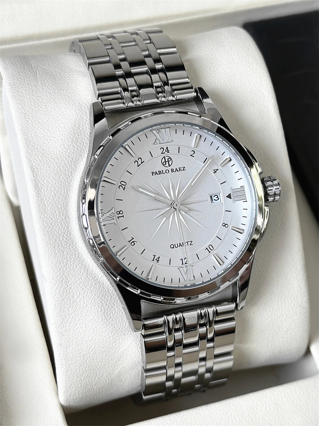 Business Man Silver Wristwatch Luminous SUS304 Stainless steel High Quality Luxury Watch Waterproof Fashion Clock hombre Reloj Eternal Bloom Co