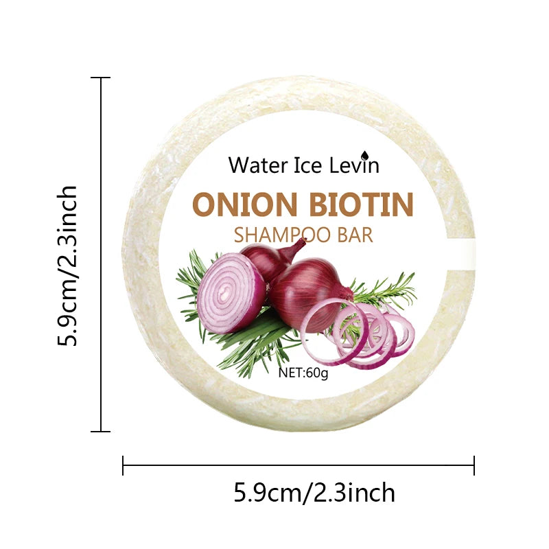 Onion Biotin Shampoo Bar. Strengthens Hair, Repairs Split Ends, Removes Dandruff. Pure Natural Care. 60g. Eternal Bloom Co