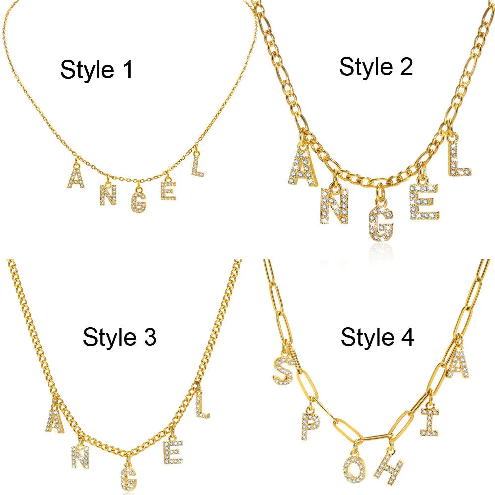 Personalized Initial Name Necklace Stainless Steel Women Alpahbet Letter Pendant ,Initial Collar Statement Charms Gift Eternal Bloom Co