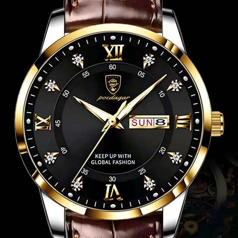 POEDAGAR Luxury Brand Men Watches Waterproof Luminous Leather Quartz Man Wristwatch Casual Sports Military Watch For Men relogio Eternal Bloom Co