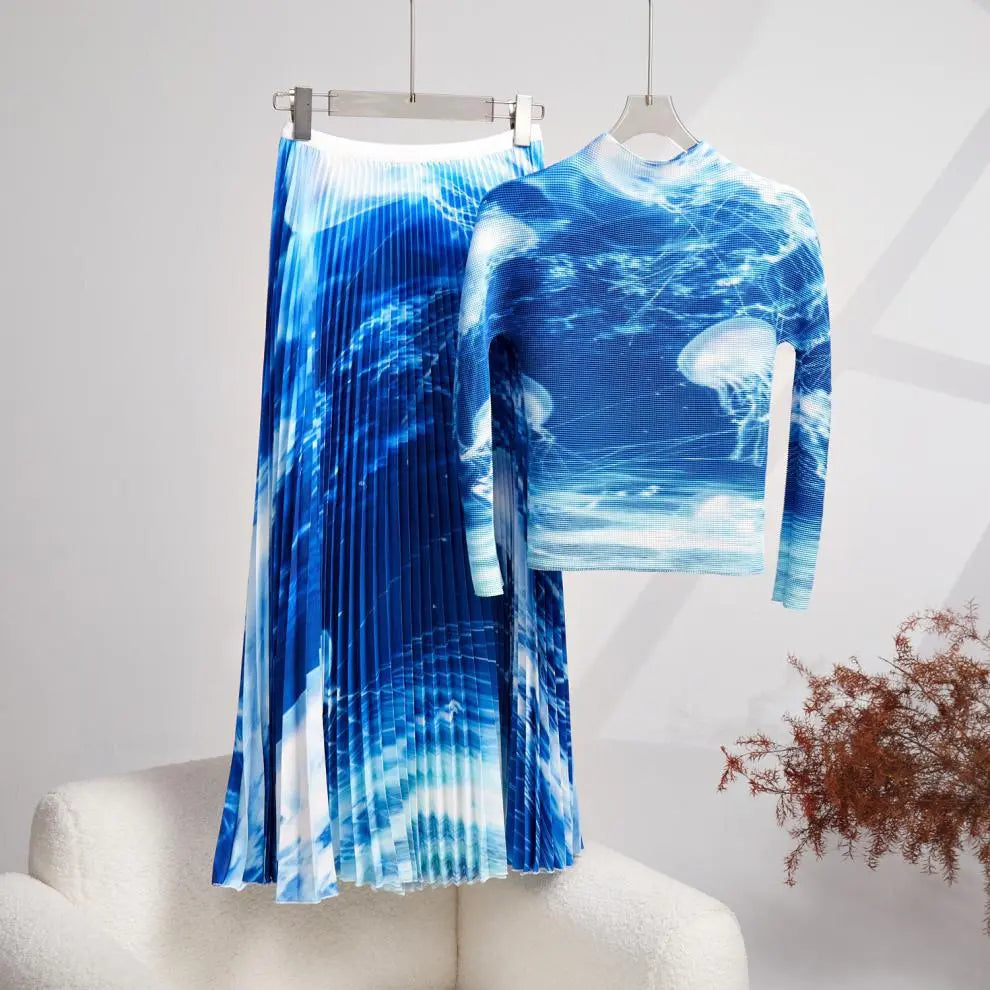 European And American Fashion Peplum Top Skirt Two-piece Set ODMPOD