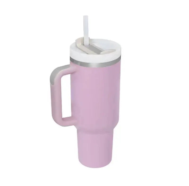40 Oz Tumbler With Handle Straw Insulated, Stainless Steel Spill Proof Vacuum Coffee Cup Tumbler With Lid Tapered Mug Gifts For Valentine Lover Suitable For Car Gym Office Travel ODMPOD