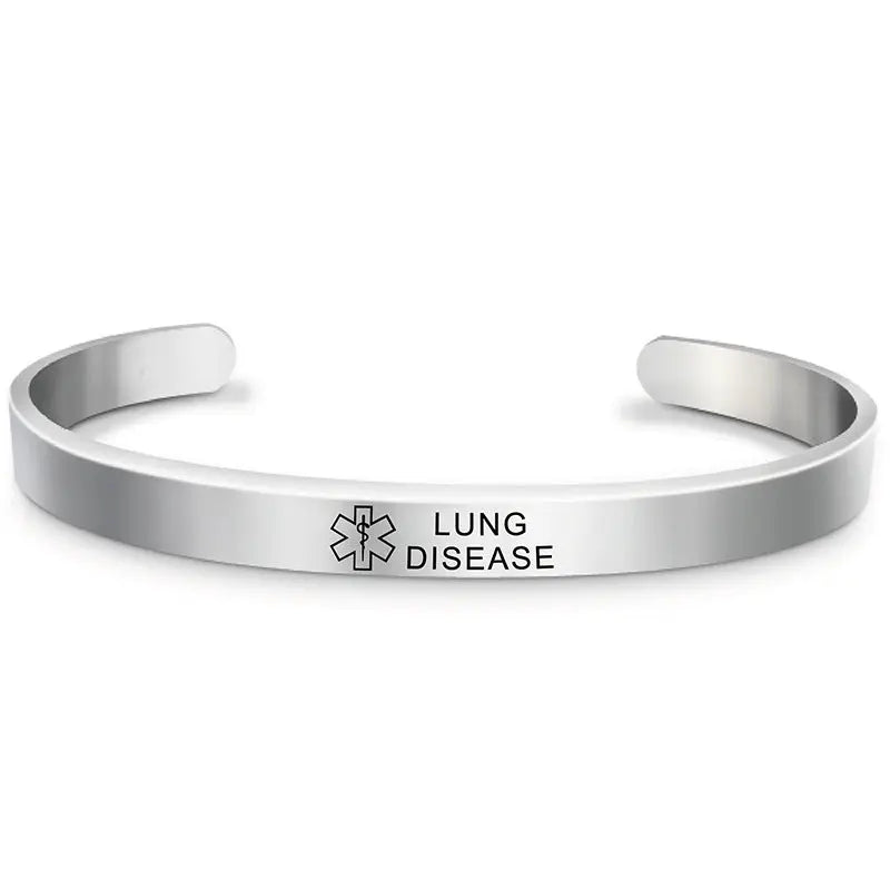 Fashion Silver Plated Medical Alert Cuff Bracelet EPILEPSY Diabetic Allergy Stainless Steel Bangle For Women Men ODMPOD