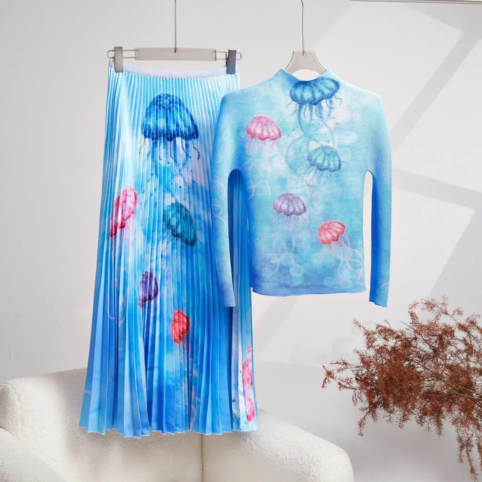 European And American Fashion Peplum Top Skirt Two-piece Set ODMPOD