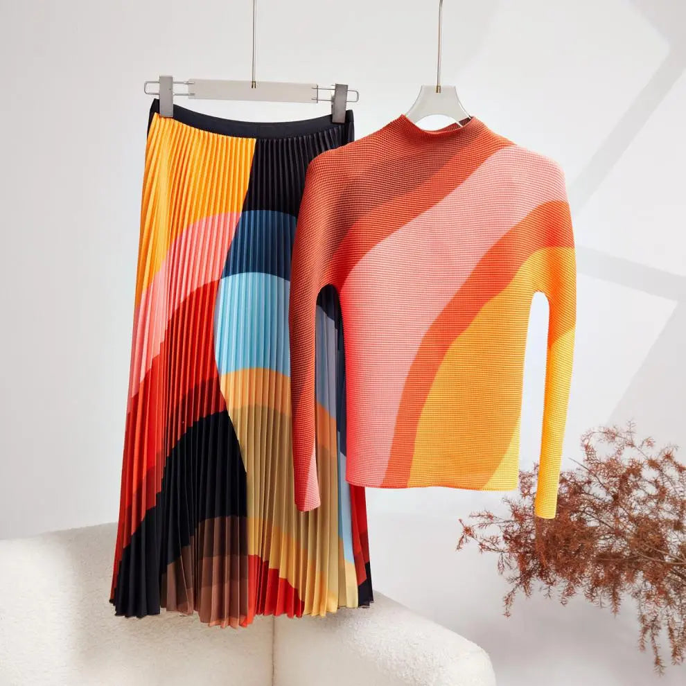 European And American Fashion Peplum Top Skirt Two-piece Set ODMPOD