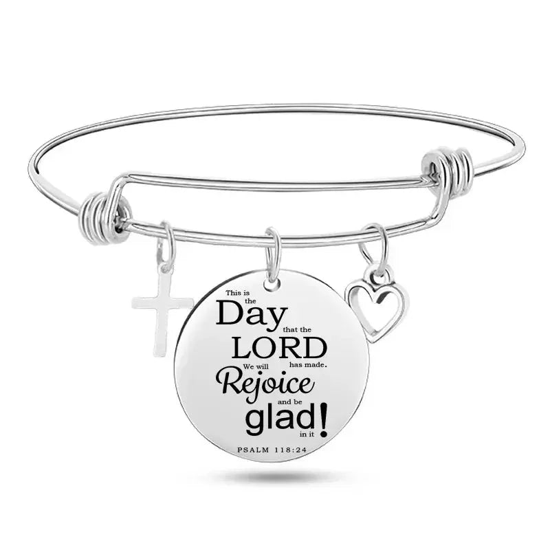 Jesus Christian Bible Scripture Stainless Steel Bangle Bracelet ODMPOD