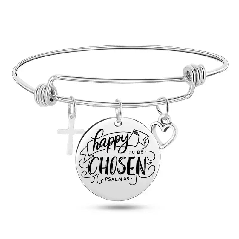Jesus Christian Bible Scripture Stainless Steel Bangle Bracelet ODMPOD