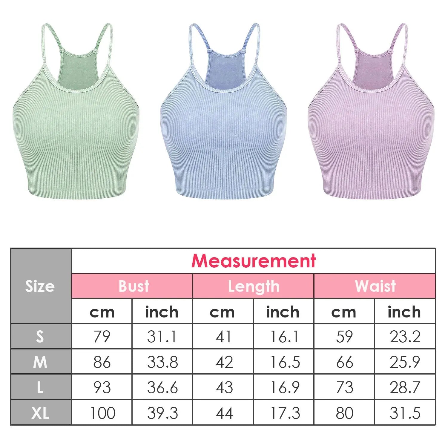 3 Pack Women Crop Basic Tank Top Ribbed Knit Sleeveless Round Neck 9 Color Machine Wash Summer Crop S To XL ODMPOD