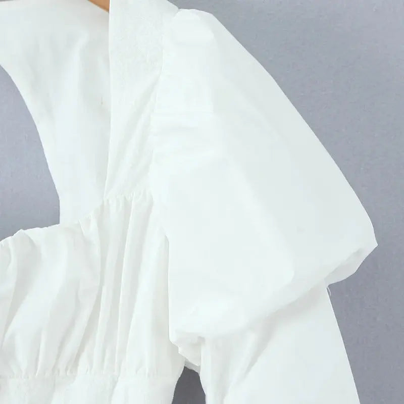 Square Neck Puff Sleeve Corset Peplum Top ODMPOD