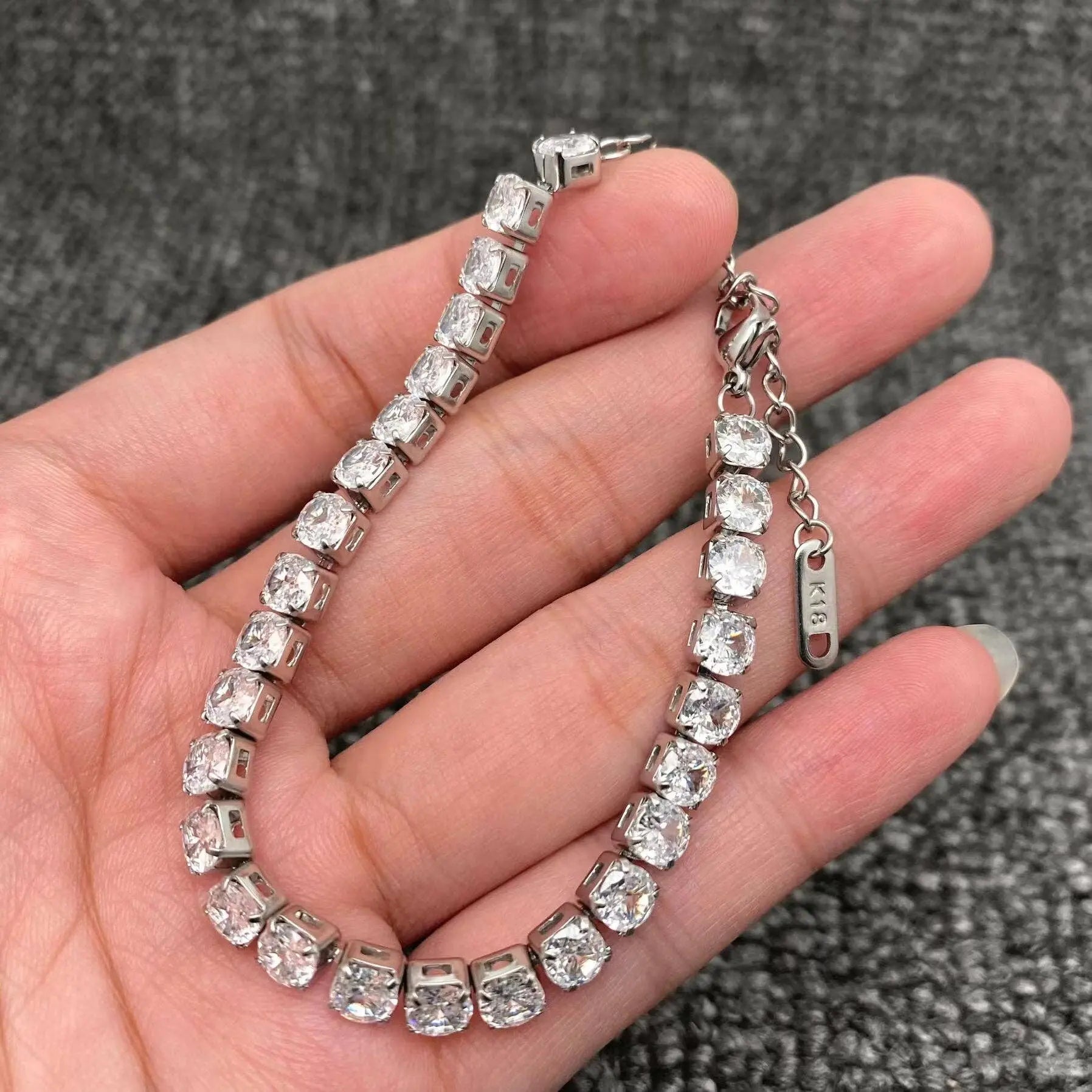 Sparkling Inlay CZ 18K Golden S.Steel Chain Bracelet - FGS Mio Queena