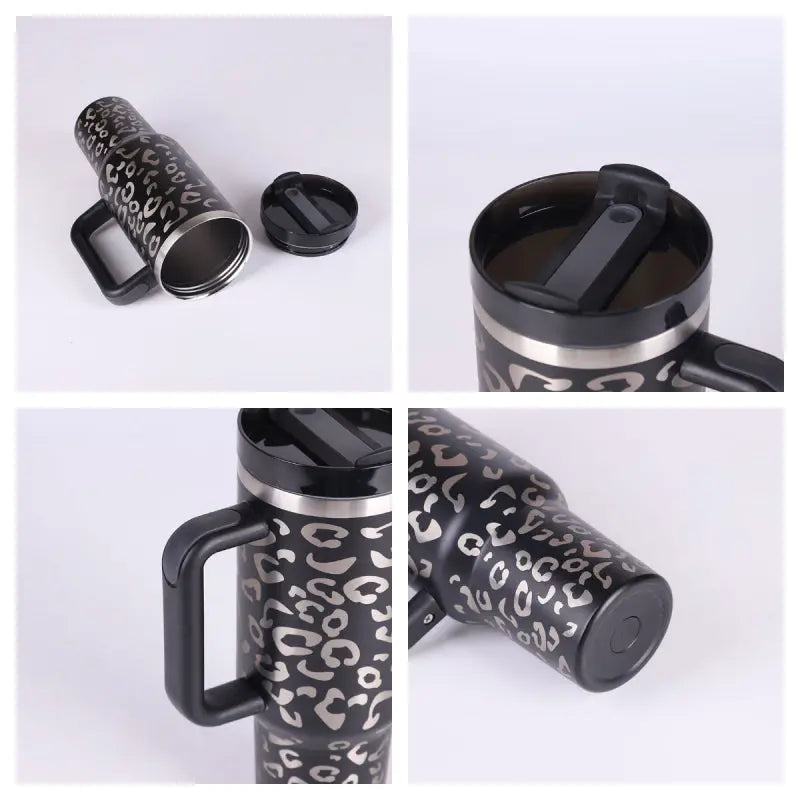 40 Oz Tumbler With Handle Straw Insulated, Stainless Steel Spill Proof Vacuum Coffee Cup Tumbler With Lid Tapered Mug Gifts For Valentine Lover Suitable For Car Gym Office Travel ODMPOD