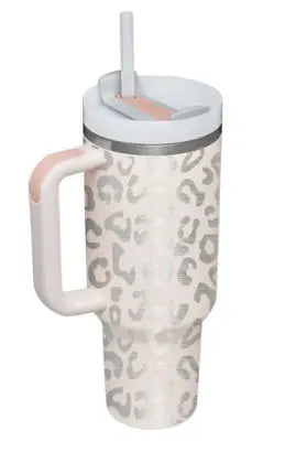 40 Oz Tumbler With Handle Straw Insulated, Stainless Steel Spill Proof Vacuum Coffee Cup Tumbler With Lid Tapered Mug Gifts For Valentine Lover Suitable For Car Gym Office Travel ODMPOD