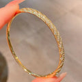 Diamond-encrusted Rhombus Bangle Smooth Surface Crisscross Design ODMPOD
