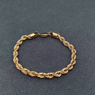 18K Gold-plated Twist Chain Stainless Steel Bracelet - MJ/BC