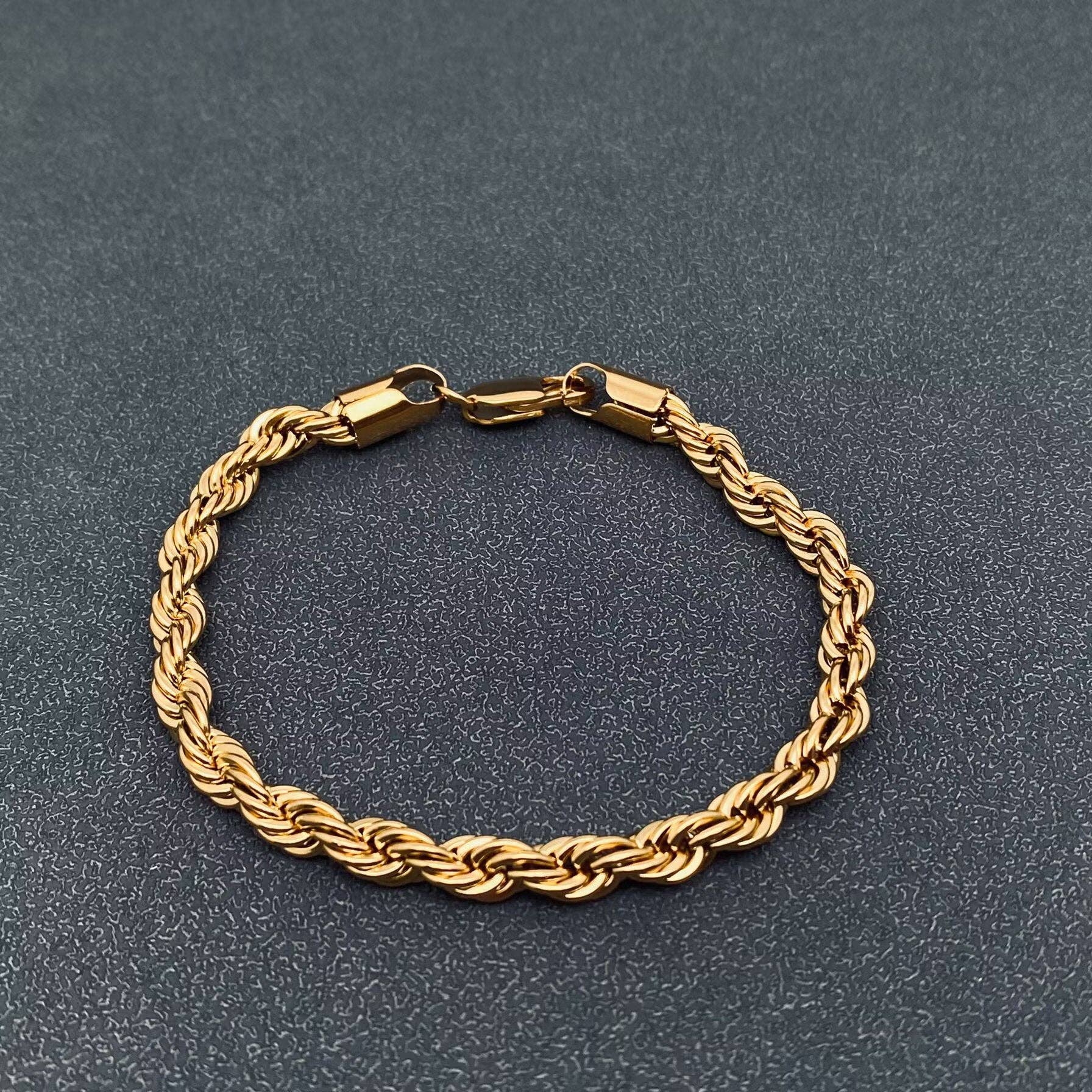 18K Gold-Plated Twist Chain Bracelet Made of 316L Stainless Steel - Hypoallergenic Jewelry by Mio Queena Mio Queena