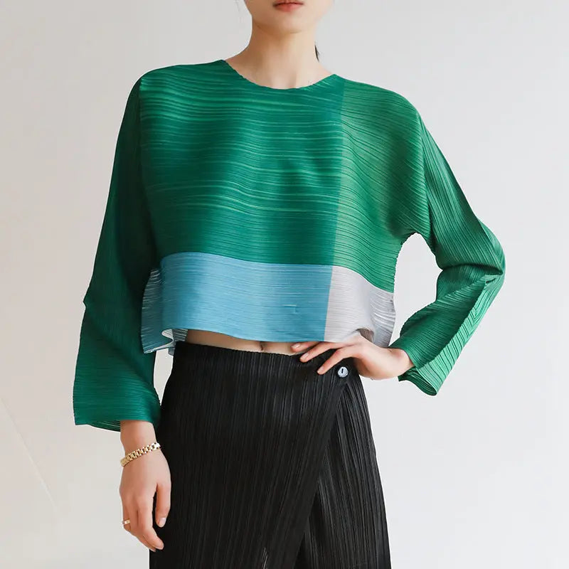White Pigeon Peplum Top Pressing Shirt Short T-shirt Color Matching Western Style Slimming ODMPOD