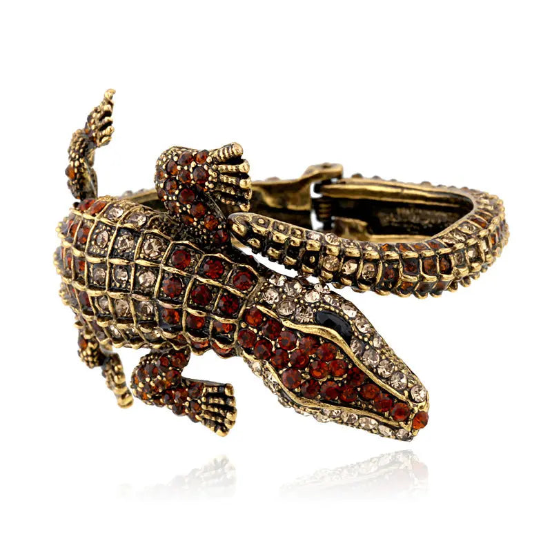 Exaggerated Vintage Alligator Alloy Diamond Cuff Bracelet ODMPOD