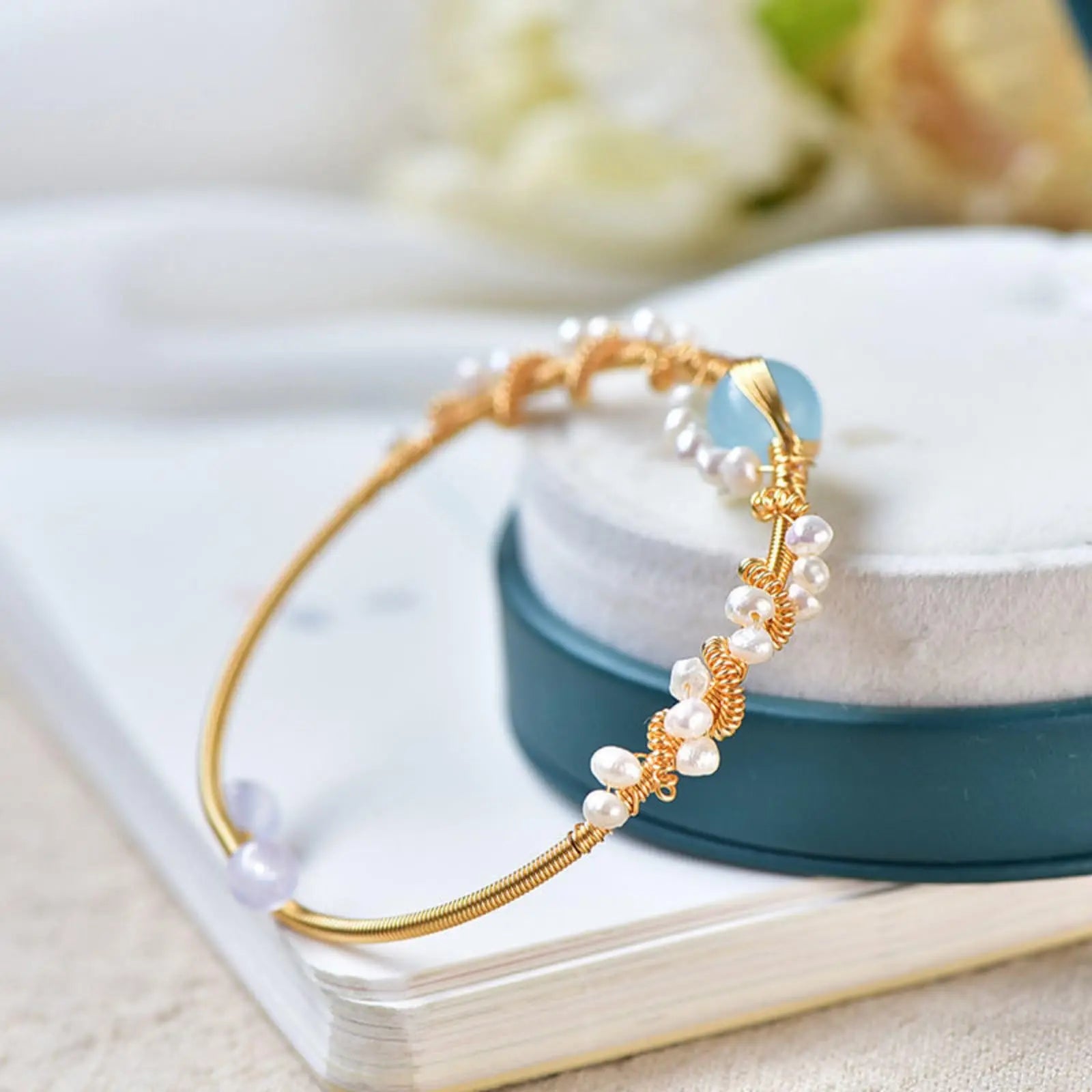 Pearl Bracelets For Women Gold Plating Pearl Bracelet Gold Wire Braided Vintage Style Bracelets Cuff Bracelets Fashion Bracelet ODMPOD