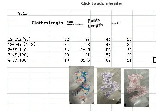 Girls' Tie-dye Peplum Top Bell-bottom Pants Suit ODMPOD