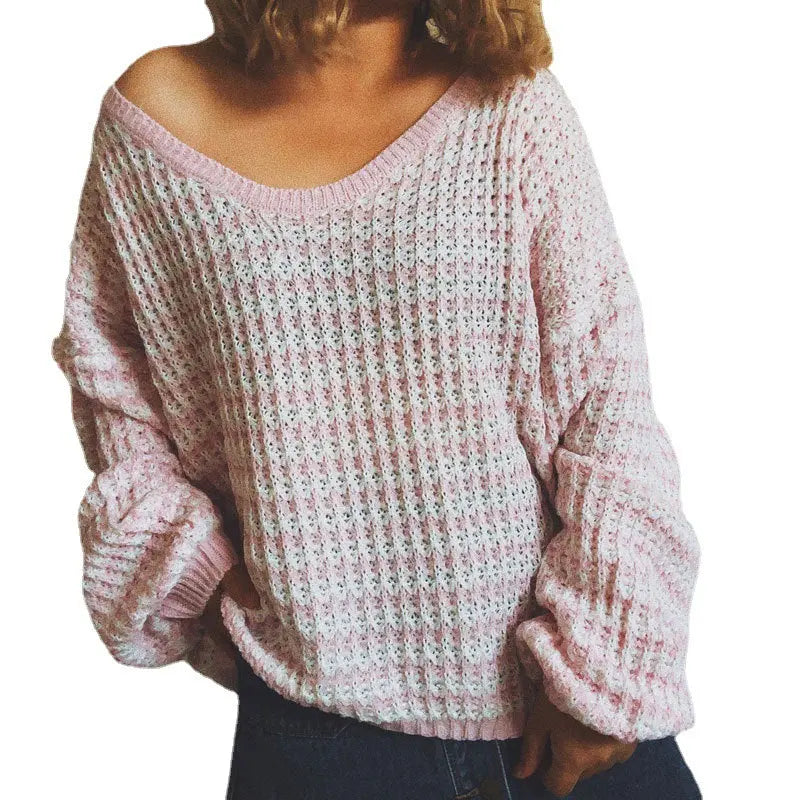 Pullover Striped Women's Knit Sweater ODMPOD