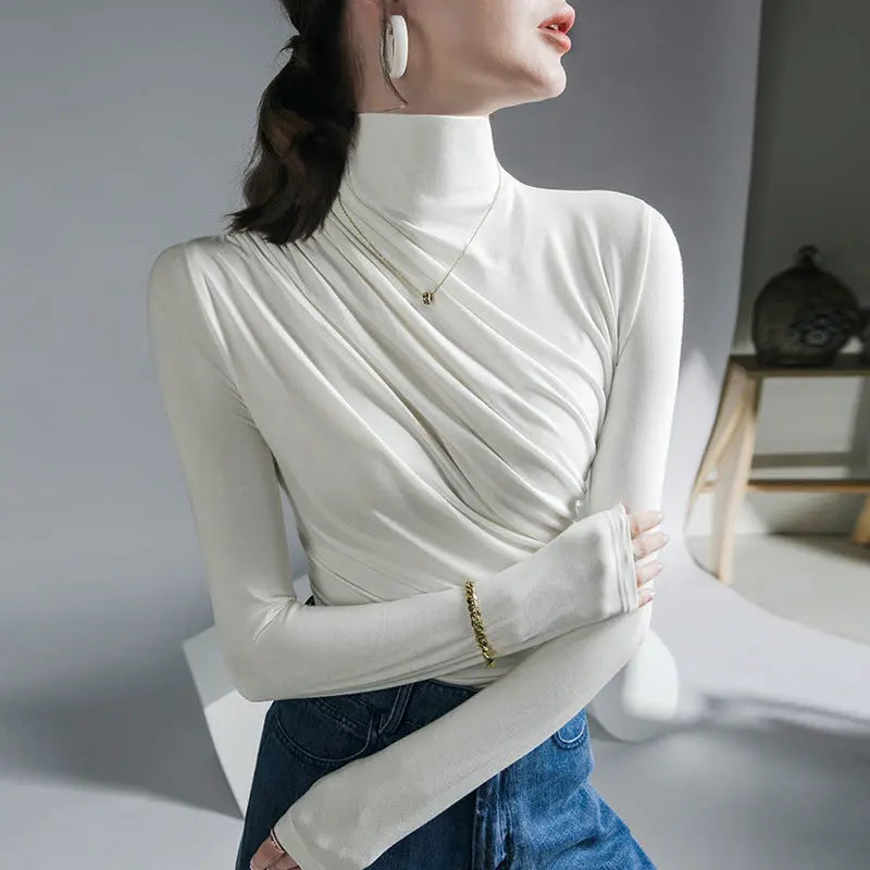 Peplum Top Elegant High Neck Bottoming Shirt ODMPOD