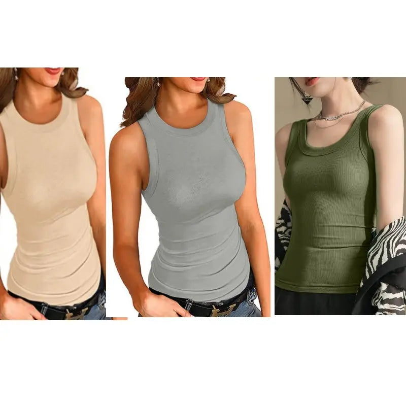 Solid-color Sleeveless Ribbed Tank Top For Women ODMPOD