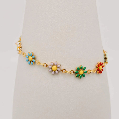 Enamel Flower Chain Bracelet Mio Queena