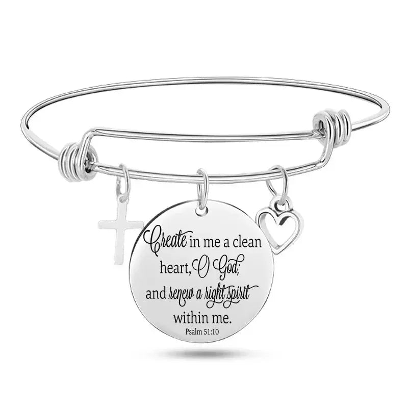 Jesus Christian Bible Scripture Stainless Steel Bangle Bracelet ODMPOD