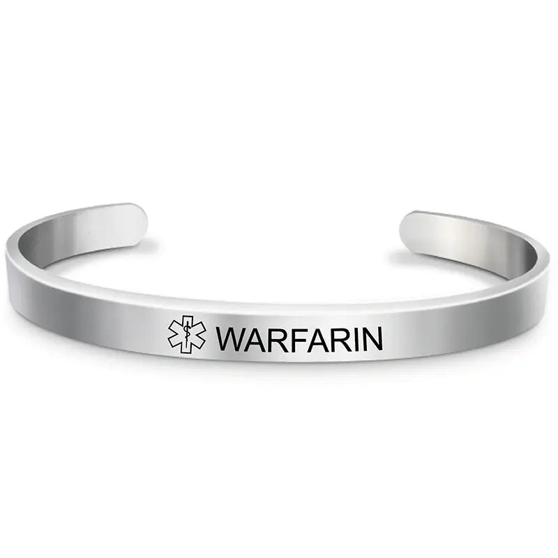 Fashion Silver Plated Medical Alert Cuff Bracelet EPILEPSY Diabetic Allergy Stainless Steel Bangle For Women Men ODMPOD