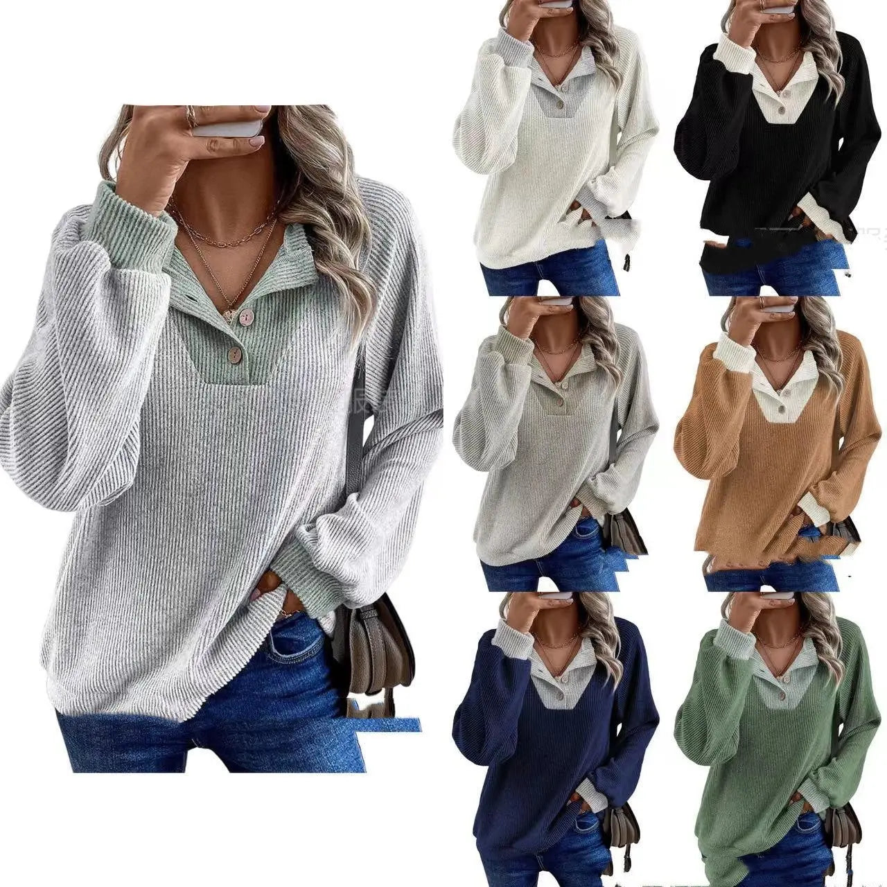 Women's Simple Pullover Knit Sweater ODMPOD