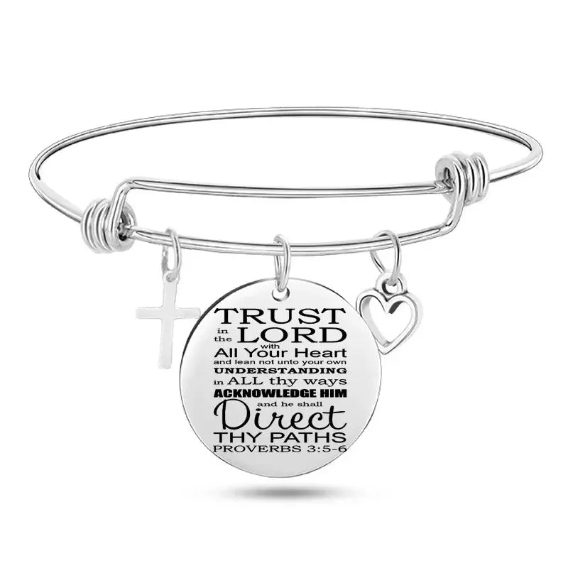 Jesus Christian Bible Scripture Stainless Steel Bangle Bracelet ODMPOD