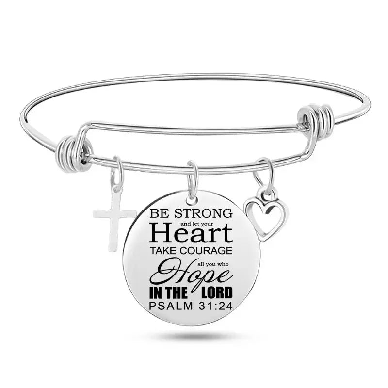 Jesus Christian Bible Scripture Stainless Steel Bangle Bracelet ODMPOD